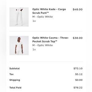 Figs Optic White scrubs - SET - size medium